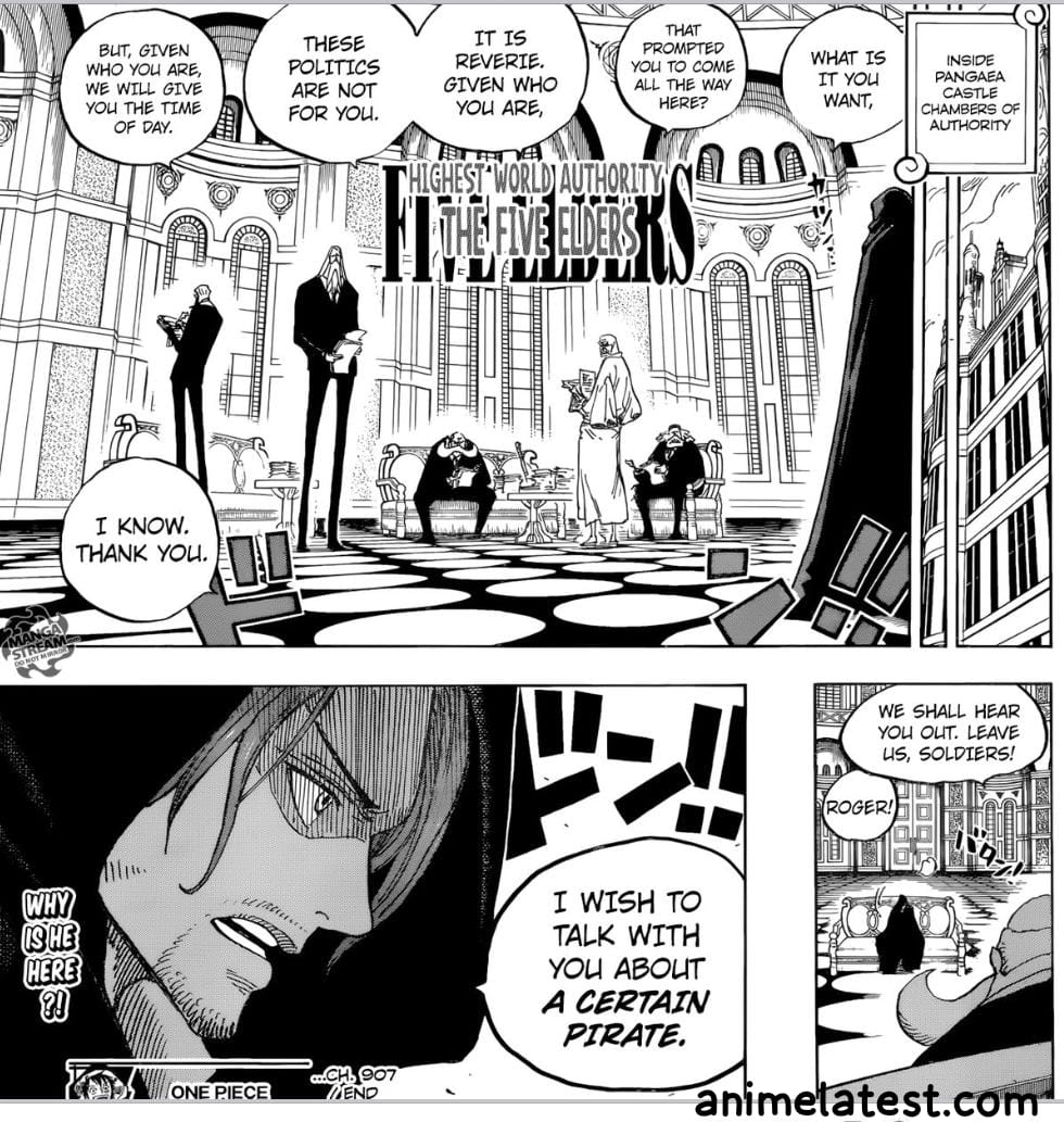 Mysterious figure identical to Shanks talking to the Five Elders